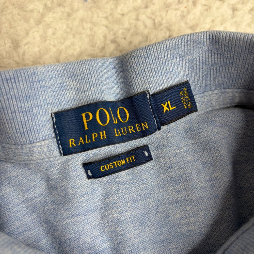 Polo Ralph Lauren Big Pony Polo Shirt Mens XL Custom Fit Blue Short Sleeve Pique - Picture 3 of 6